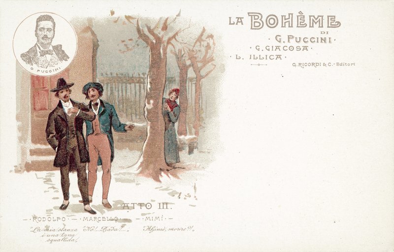 Akt trzeci, La Boheme (kolor lito) autorstwa French School