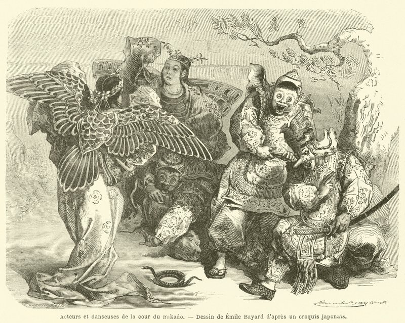 Aktorzy i Tancerze Dworu Mikado (grafika) autorstwa French School