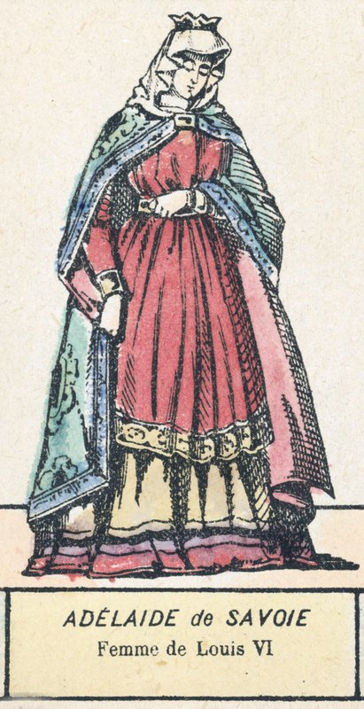 Adelajda Sabaudii, żona Ludwika VI (kolorowy grawerunek) autorstwa French School