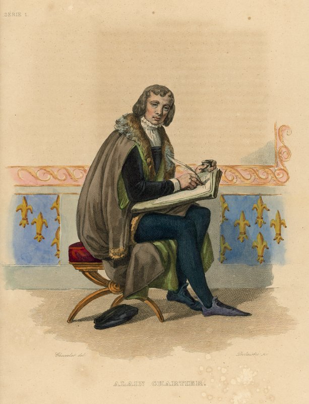 Alain Chartier (kolorowy grawerunek) autorstwa French School