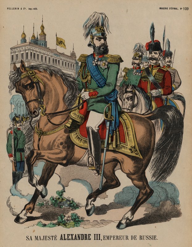 Aleksander III, car Rosji (kolorowy grawerunek) autorstwa French School