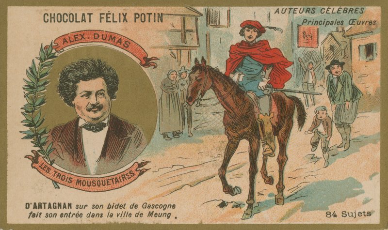 Alexandre Dumas i scena z Trzech muszkieterów autorstwa French School