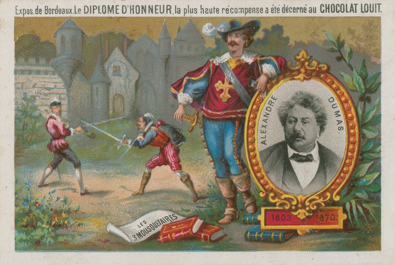 Alexandre Dumas i scena z Trzech muszkieterów autorstwa French School