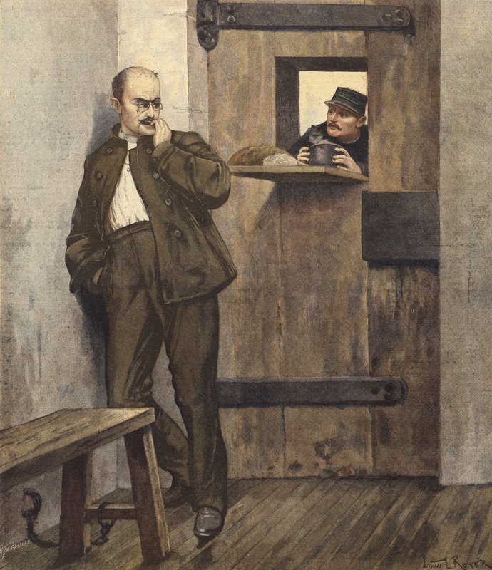Alfred Dreyfus w swojej więziennej celi autorstwa French School