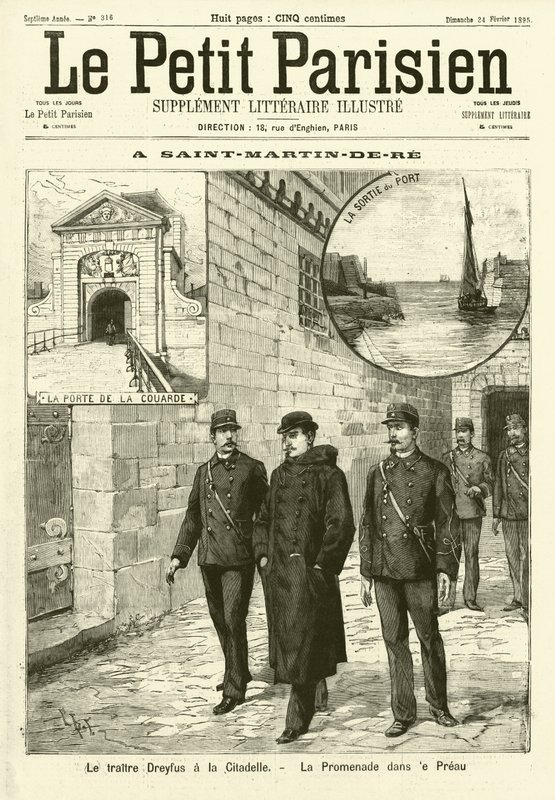 Alfred Dreyfus w więzieniu w Saint-Martin-de-Re we Francji (grafika) autorstwa French School