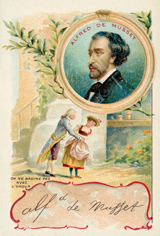 Alfred de Musset, francuski dramaturg, powieściopisarz i poeta (chromolitho) autorstwa French School