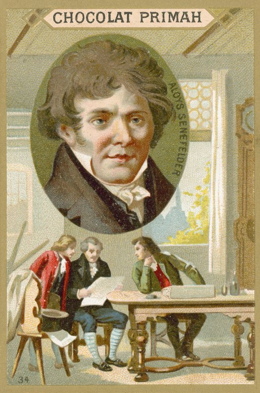 Alois Senefelder, niemiecki dramaturg, aktor i wynalazca litografii autorstwa French School