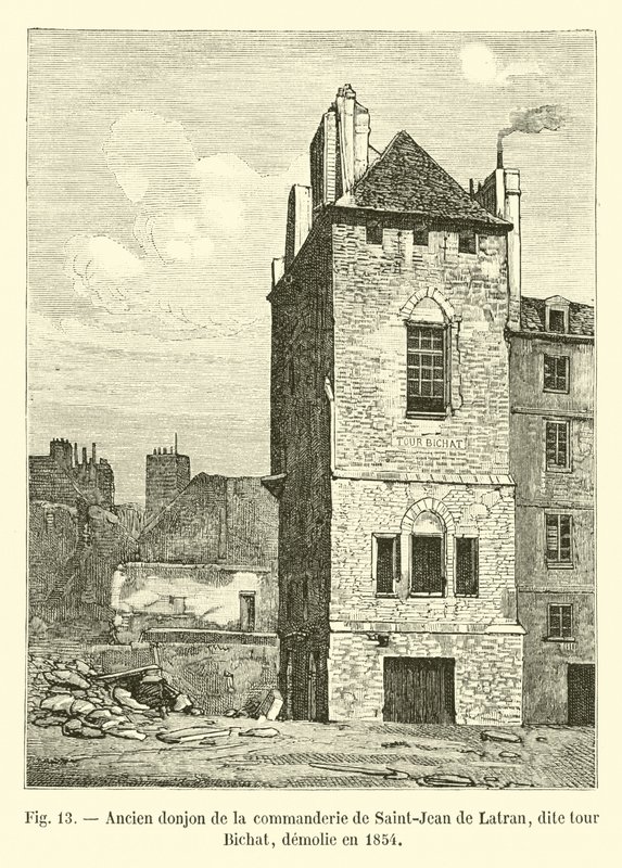 Dawna twierdza komandorii Saint-Jean de Latran, zwana wieżą Bichat, zburzona w 1854 r. autorstwa French School