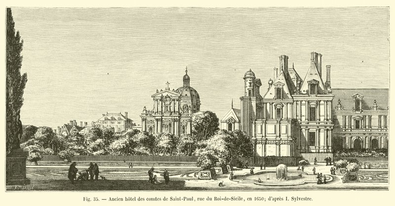 Dawny hotel hrabiów Saint-Paul, rue du Roi-de-Sicile, w 1650 r.; po I Sylwestrze autorstwa French School