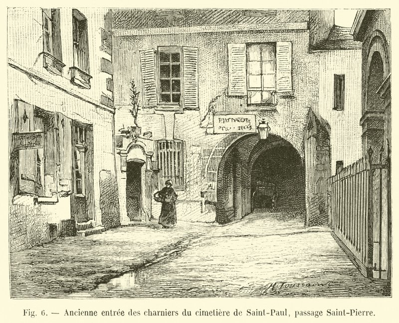 Dawne wejście do masowych grobów na cmentarzu Saint-Paul, przejście Saint-Pierre autorstwa French School