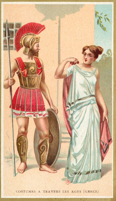 Stroje starożytnej Grecji (chromolitho) autorstwa French School
