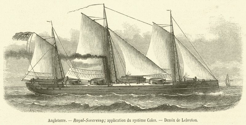 Angleterre, Royal-Sovereign, aplikacja du systeme Coles (grawerowanie) autorstwa French School