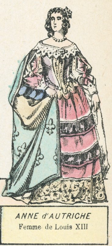 Anna Austriaczka, żona Ludwika XIII (kolorowy grawerunek) autorstwa French School