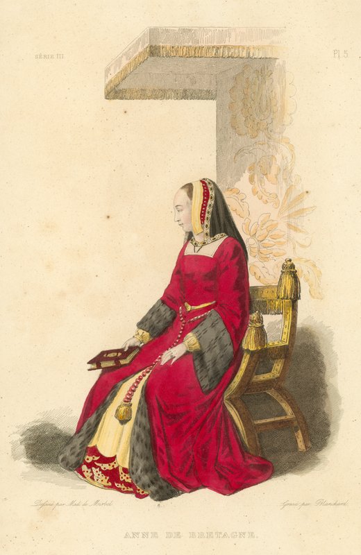 Anna z Bretanii (kolorowy grawerunek) autorstwa French School