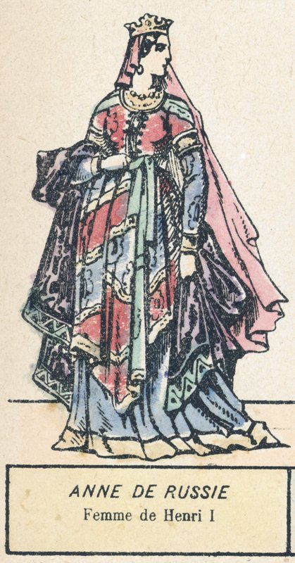 Anna Rosyjska, żona Henryka I (kolorowa rycina) autorstwa French School