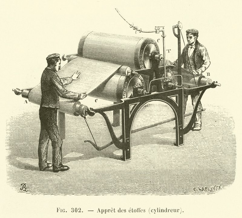 Wykańczanie tkanin, cylinder (grawerowanie) autorstwa French School