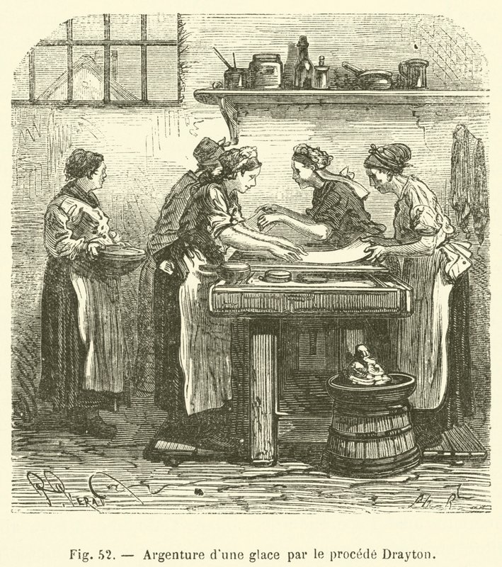 Srebrzenie lustra metodą Drayton (grawerowanie) autorstwa French School