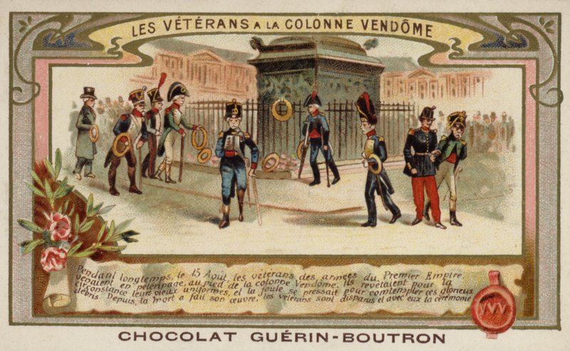 Weterani wojskowi w Kolumnie Vendome, Paryż (chromolitho) autorstwa French School
