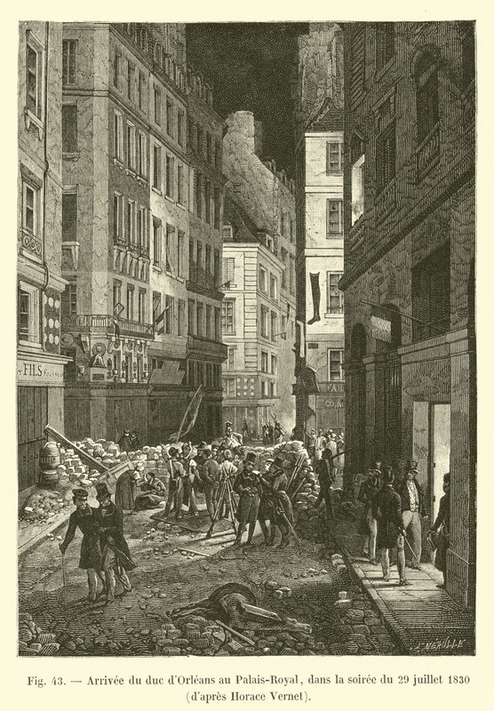 Przybycie księcia Orleanu do Palais-Royal wieczorem 29 lipca 1830 r., według Horace Vernet autorstwa French School