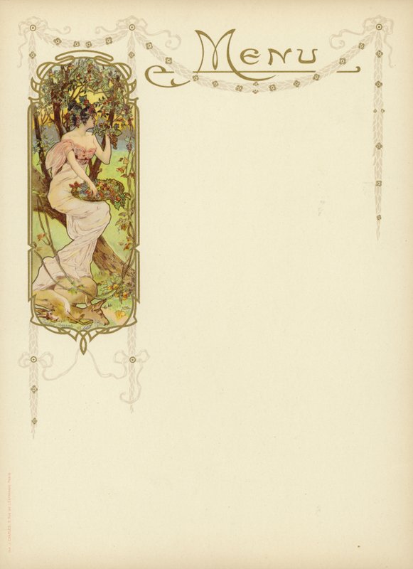 Art Nouveau projekt dla menu autorstwa French School