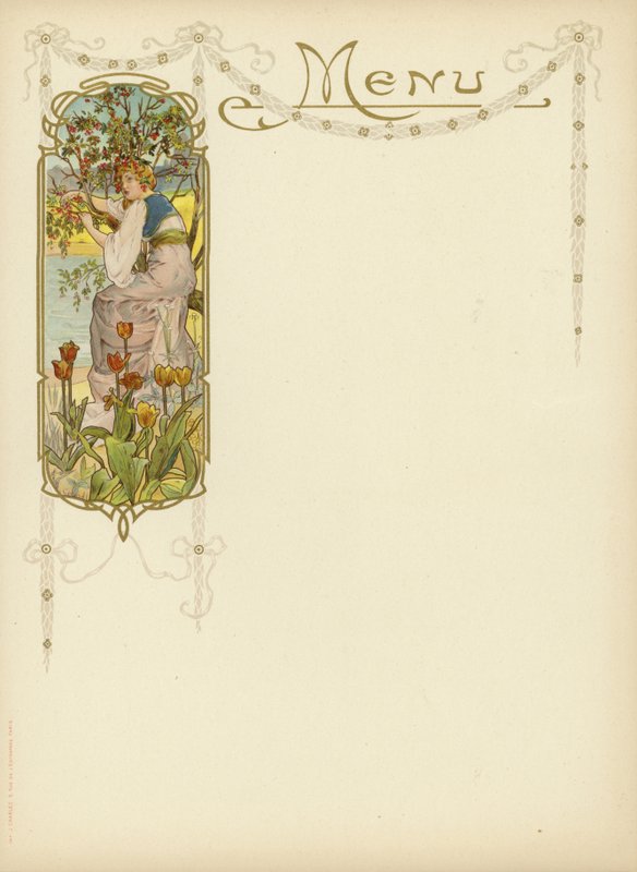 Art Nouveau projekt dla menu autorstwa French School