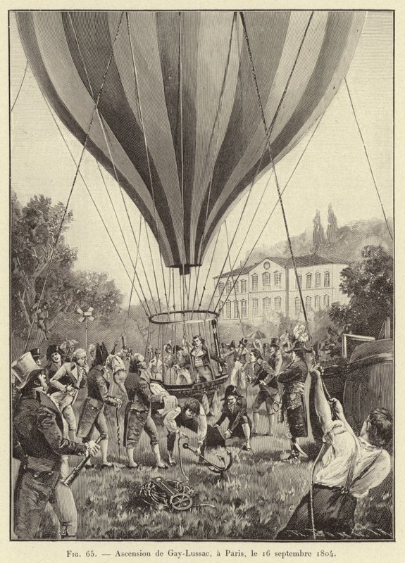 Wniebowstąpienie Gay-Lussaca w Paryżu, 16 września 1804 r. (rycina) autorstwa French School