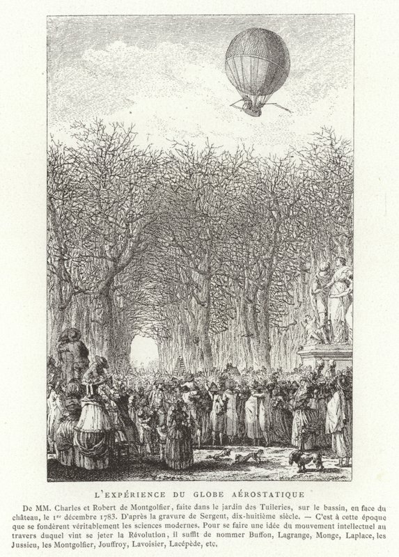 Wejście na Montgolfier Brothers Aerostatic Globe, Paryż, 1 grudnia 1783 autorstwa French School