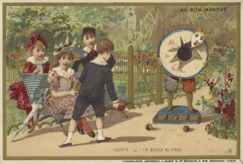 Karty Au Bon Marche z grami dla dzieci autorstwa French School