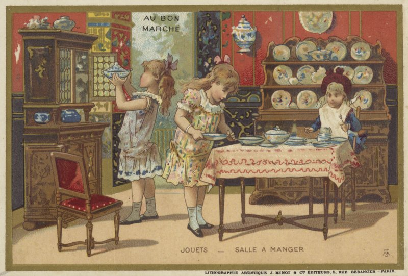Karty Au Bon Marche z grami dla dzieci autorstwa French School