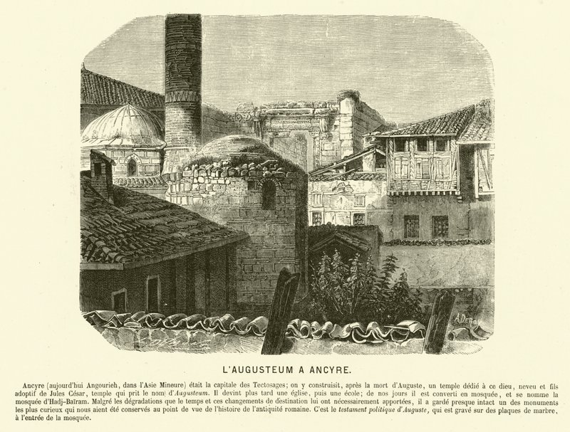 Augusteum, Świątynia Augusta i Rzym, Ankara, Turcja (rycina) autorstwa French School