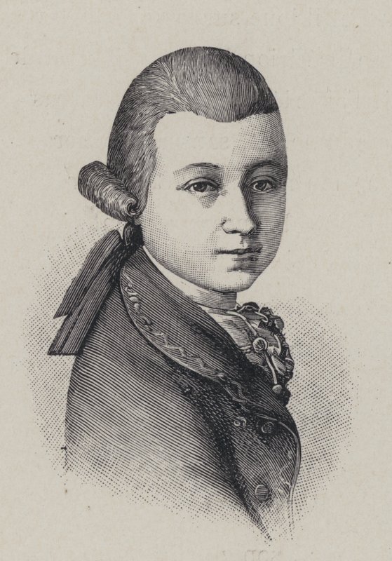 Austriacki kompozytor Wolfgang Amadeusz Mozart w wieku czternastu lat autorstwa French School