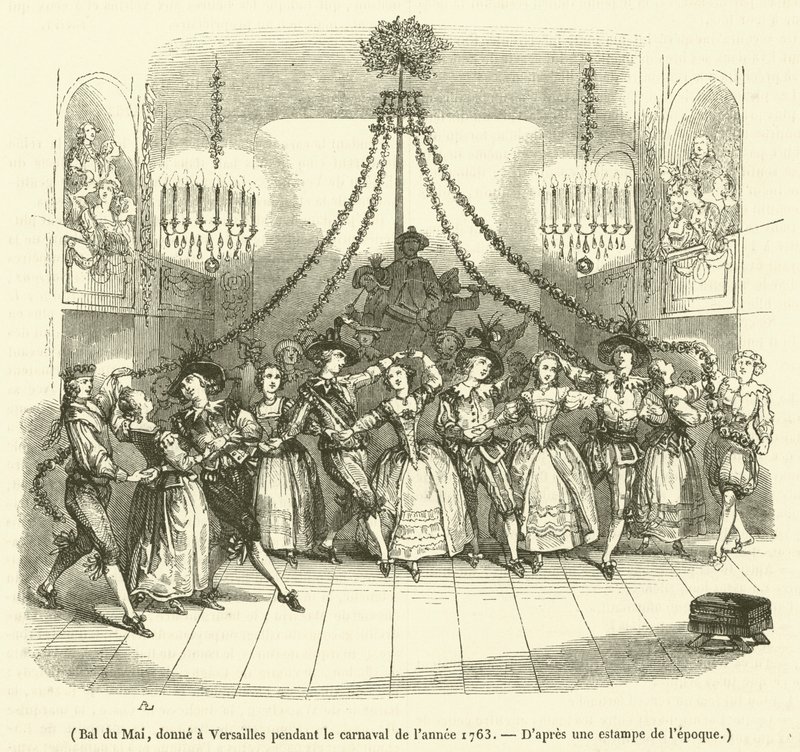 Bal du Mai, wręczony w Wersalu podczas karnawału roku 1763 autorstwa French School