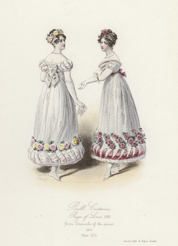 Stroje balowe, panowanie Ludwika XVIII autorstwa French School