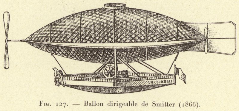 Sterowiec Smittera (1866) (grawerowanie) autorstwa French School