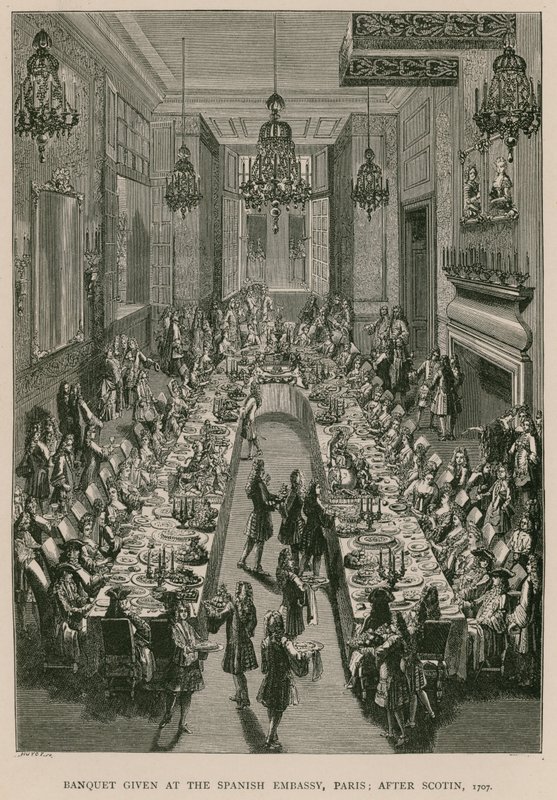 Bankiet wydany w ambasadzie hiszpańskiej w Paryżu; po Szkocie, 1707 autorstwa French School