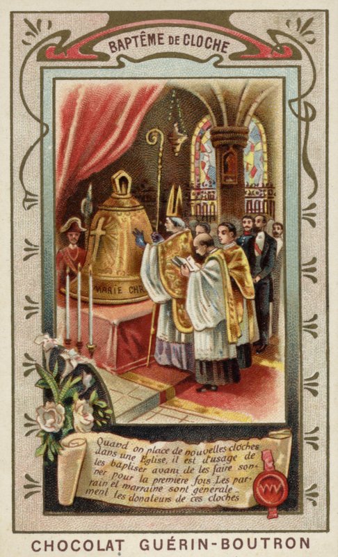 Chrzest nowego dzwonu kościelnego (chromolitho) autorstwa French School