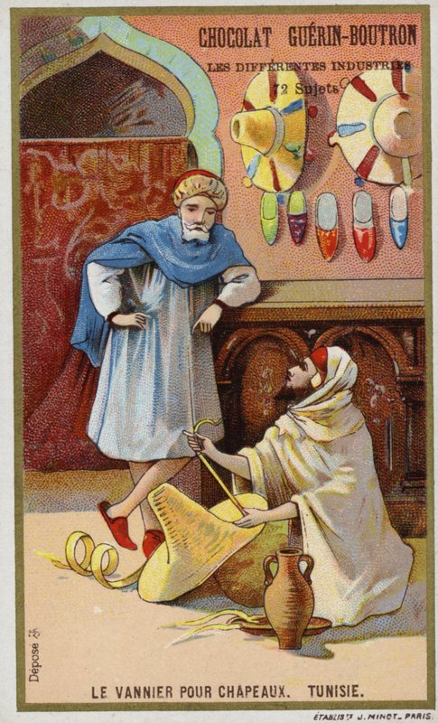 Kapelusznik plecionkarski, Tunezja (chromolitho) autorstwa French School