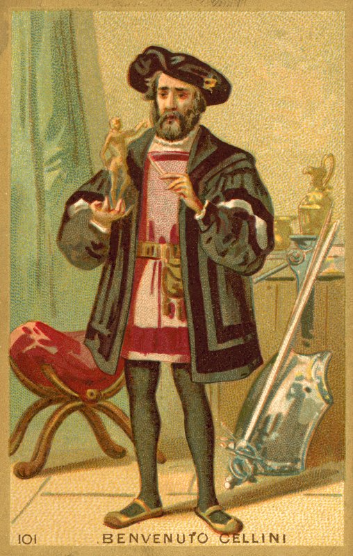 Benvenuto Cellini, włoski artysta (chromolitho) autorstwa French School