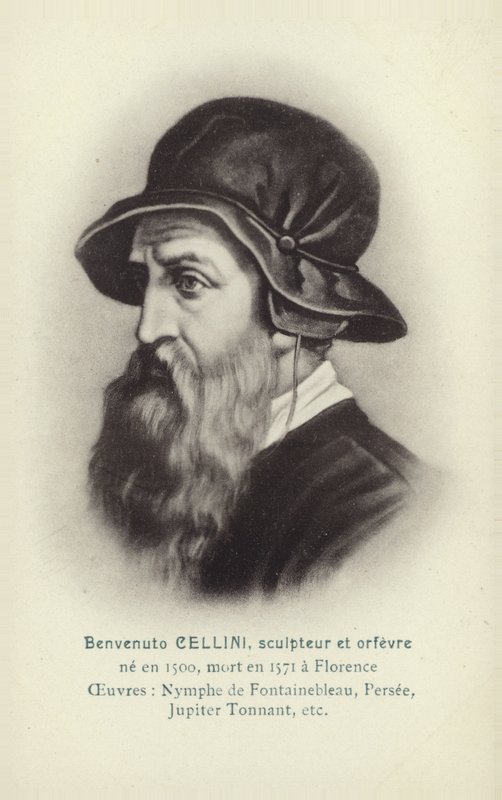 Benvenuto Cellini, włoski rzeźbiarz i złotnik (litografia) autorstwa French School