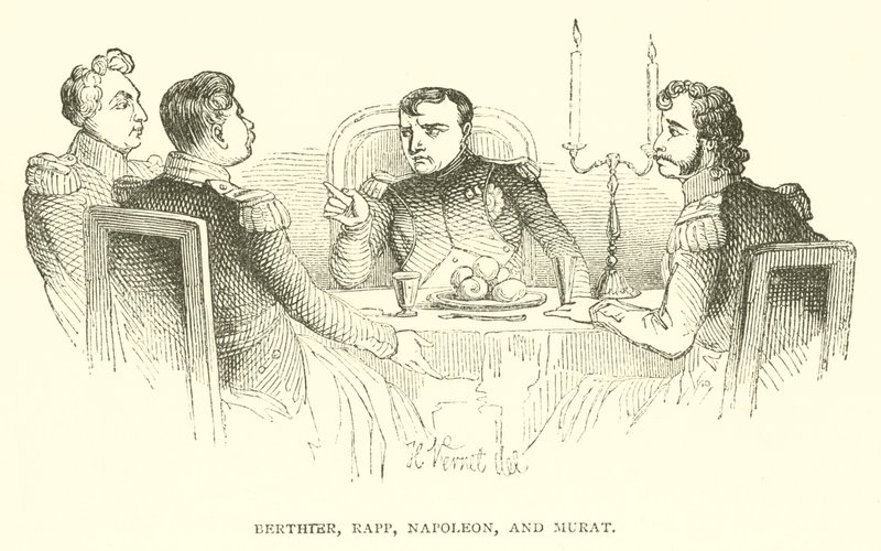 Berthter, Rapp, Napoleon i Murat (grafika) autorstwa French School