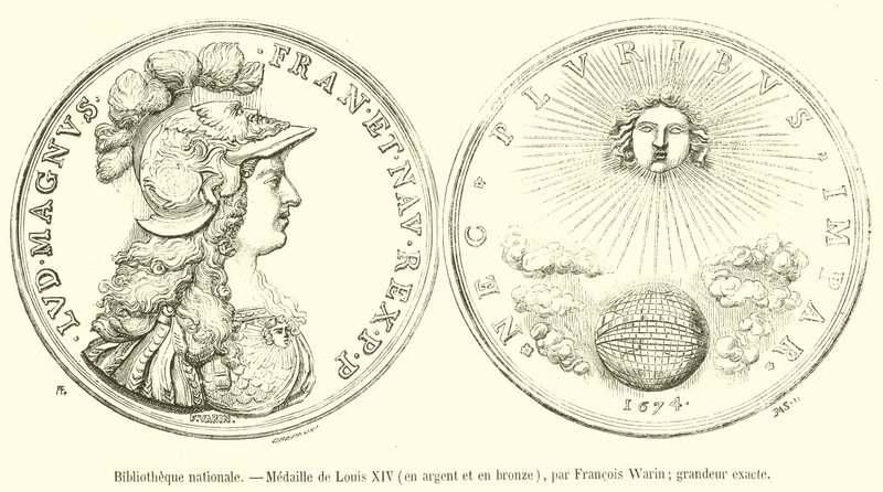 Biblioteka Narodowa, Medal Ludwika XIV, srebro i brąz (grafika) autorstwa French School