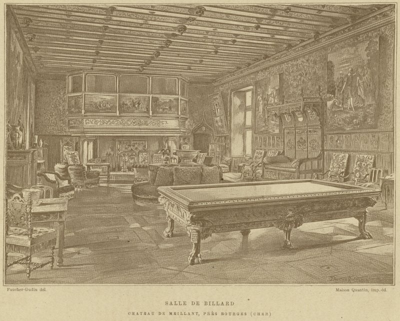 Sala bilardowa, Chateau de Meillant, niedaleko Bourges, Francja autorstwa French School