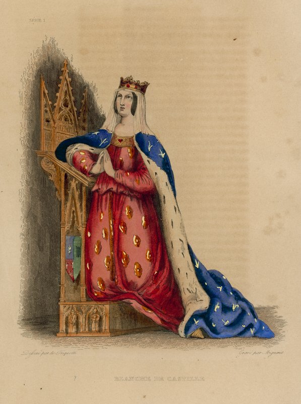 Blanche de Castille (kolorowy grawerunek) autorstwa French School