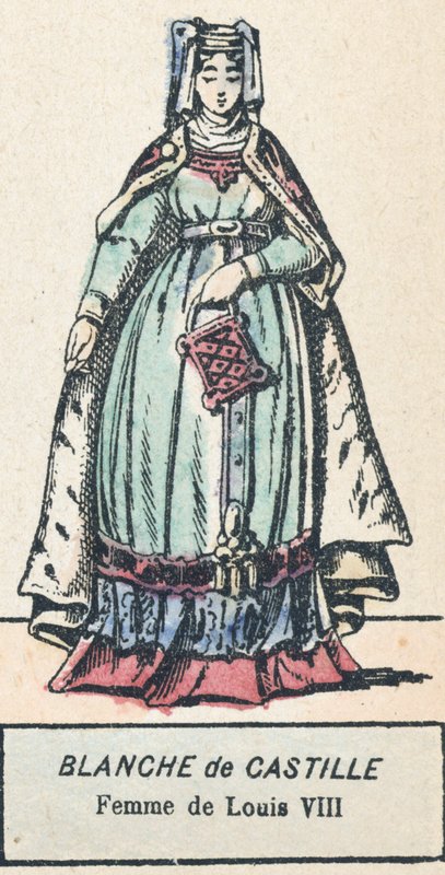 Blanche de Castille, żona Ludwika VIII (kolorowy grawerunek) autorstwa French School