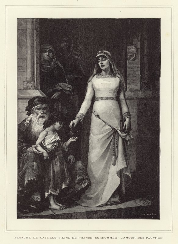 Blanche of Castille, królowa małżonka Ludwika VIII Francji i matka Ludwika IX autorstwa French School
