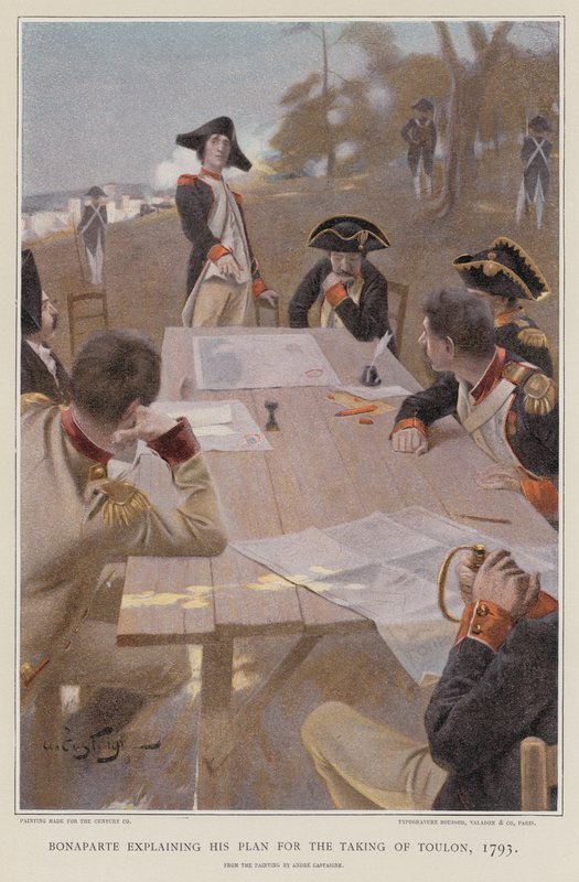 Bonaparte wyjaśniający swój plan zdobycia Tulonu autorstwa French School
