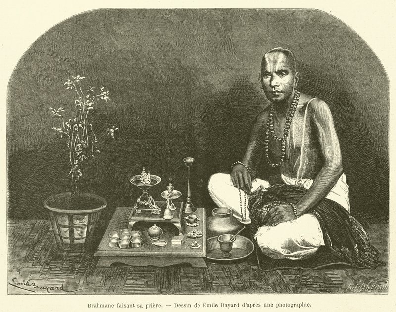 Modlitwa brahmana (grawerowanie) autorstwa French School