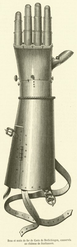 Bras et main de fer de Goetz de Berlichingen, zachowany zamek w Jaxthausen (grafika) autorstwa French School