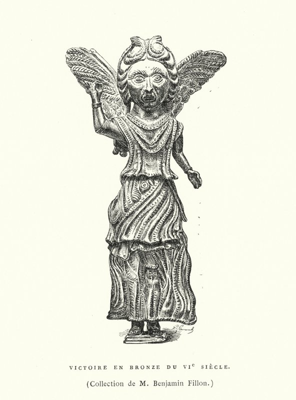 Brązowa figura Zwycięstwa, VI wiek (rycina) autorstwa French School