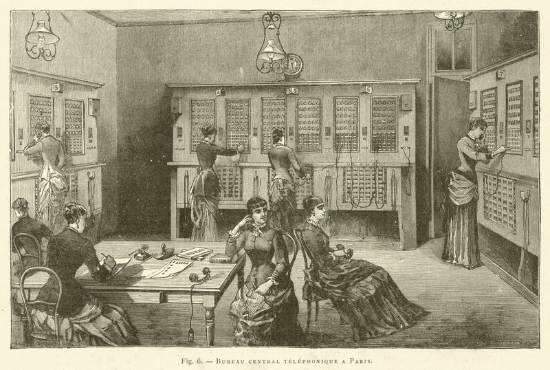 Biuro central telefonicznych a Paris (grawerowanie) autorstwa French School